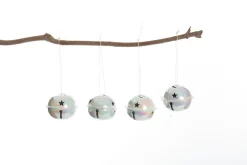 White Irridescent 4cm Jingle Bell Decorations - Bag of 4 Store