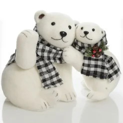 White Mother and Cub Polar Bears Hugging Clearance