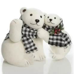 White Mother and Cub Polar Bears Hugging Clearance