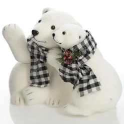 White Mother and Cub Polar Bears Hugging Clearance