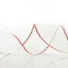 White Organza Glitter Ribbon with Candy Cane Trim - 6cm Hot
