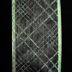 White Organza with White Glitter Pattern Wired Christmas Ribbon Sale