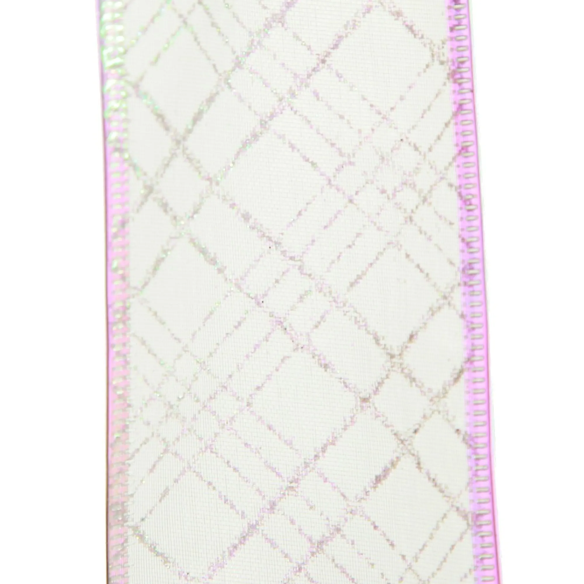 White Organza with White Glitter Pattern Wired Christmas Ribbon Sale