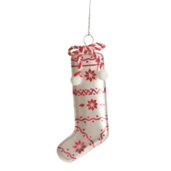 White Patterned Stocking Christmas Decoration Best Sale