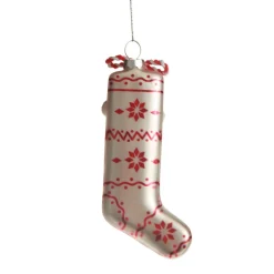 White Patterned Stocking Christmas Decoration Best Sale