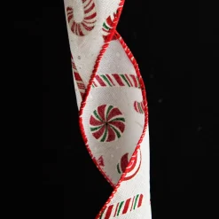 White Peppermint Candy Cane Ribbon - 6.3cm Shop