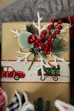 White Ribbon with Christmas Tree Farm Christmas Tree in Truck Print Cheap