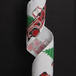 White Ribbon with Christmas Tree Farm Christmas Tree in Truck Print Cheap