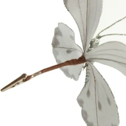 White Satin and Silver Sequin Butterfly Clip Sale