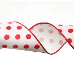 White Satin Christmas Ribbon Garland with Red Dots Shop