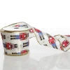 White Satin Ribbon with Blue and Red Nutcracker Print Online