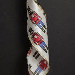 White Satin Ribbon with Blue and Red Nutcracker Print Online