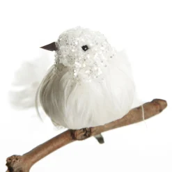 White Sequin Bird with Clip New