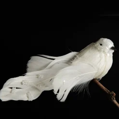 White Sequin Bird with Clip New