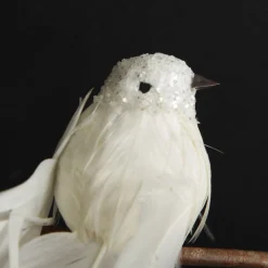 White Sequin Bird with Clip New