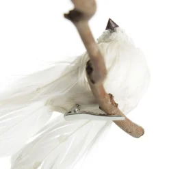 White Sequin Bird with Clip New