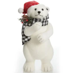 White Standing Polar Bear with Santa Hat Hot