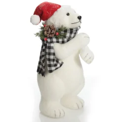White Standing Polar Bear with Santa Hat Hot