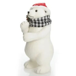 White Standing Polar Bear with Santa Hat Hot