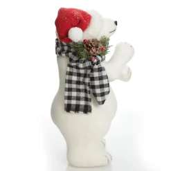 White Standing Polar Bear with Santa Hat Hot
