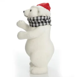 White Standing Polar Bear with Santa Hat Hot