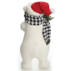 White Standing Polar Bear with Santa Hat Hot