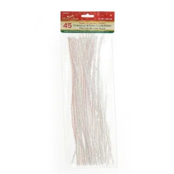 White Tinsel Chenille Stem Pipe Cleaners - Pack of 45 Store