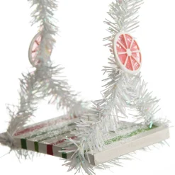 White Tinsel Lolly Christmas Swing Ornament - Single Seat Best