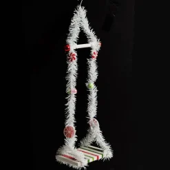 White Tinsel Lolly Christmas Swing Ornament - Single Seat Best