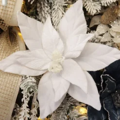 White Velvet Poinsettia Flower Stem Cheap