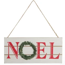 White Wood Hanging Christmas Noel Plaque Cheap