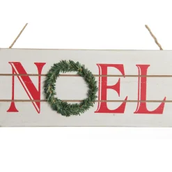 White Wood Hanging Christmas Noel Plaque Cheap