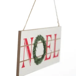 White Wood Hanging Christmas Noel Plaque Cheap