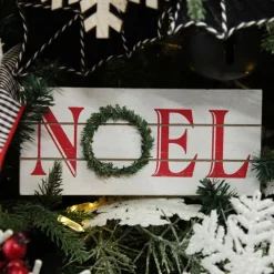 White Wood Hanging Christmas Noel Plaque Cheap