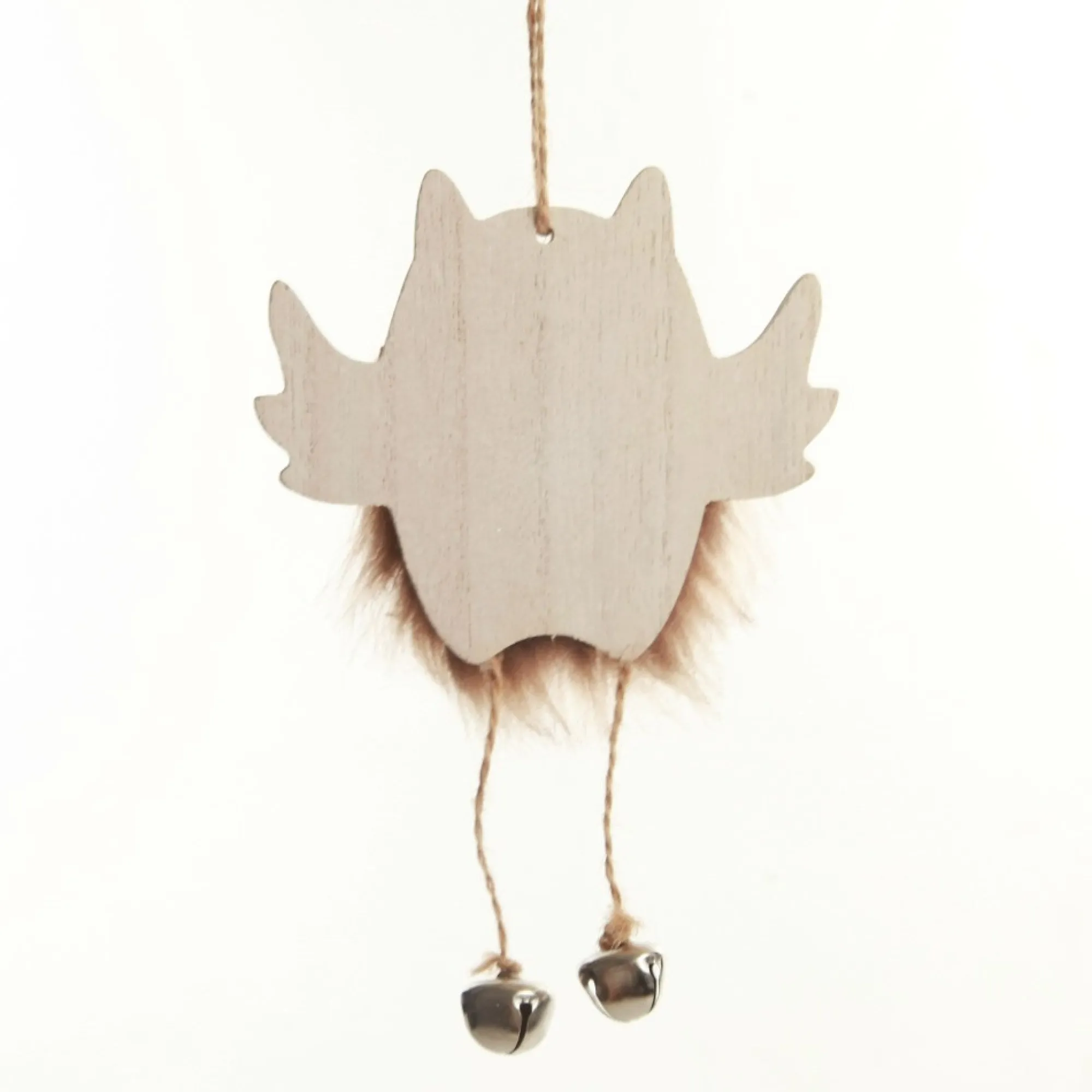 White Wood Owl Tree Decorations with Fur & Bells Best Sale