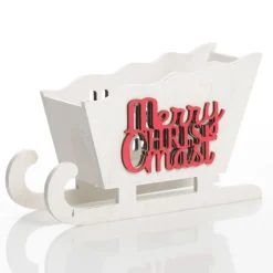 White Wooden Sleigh with Merry Christmas Store