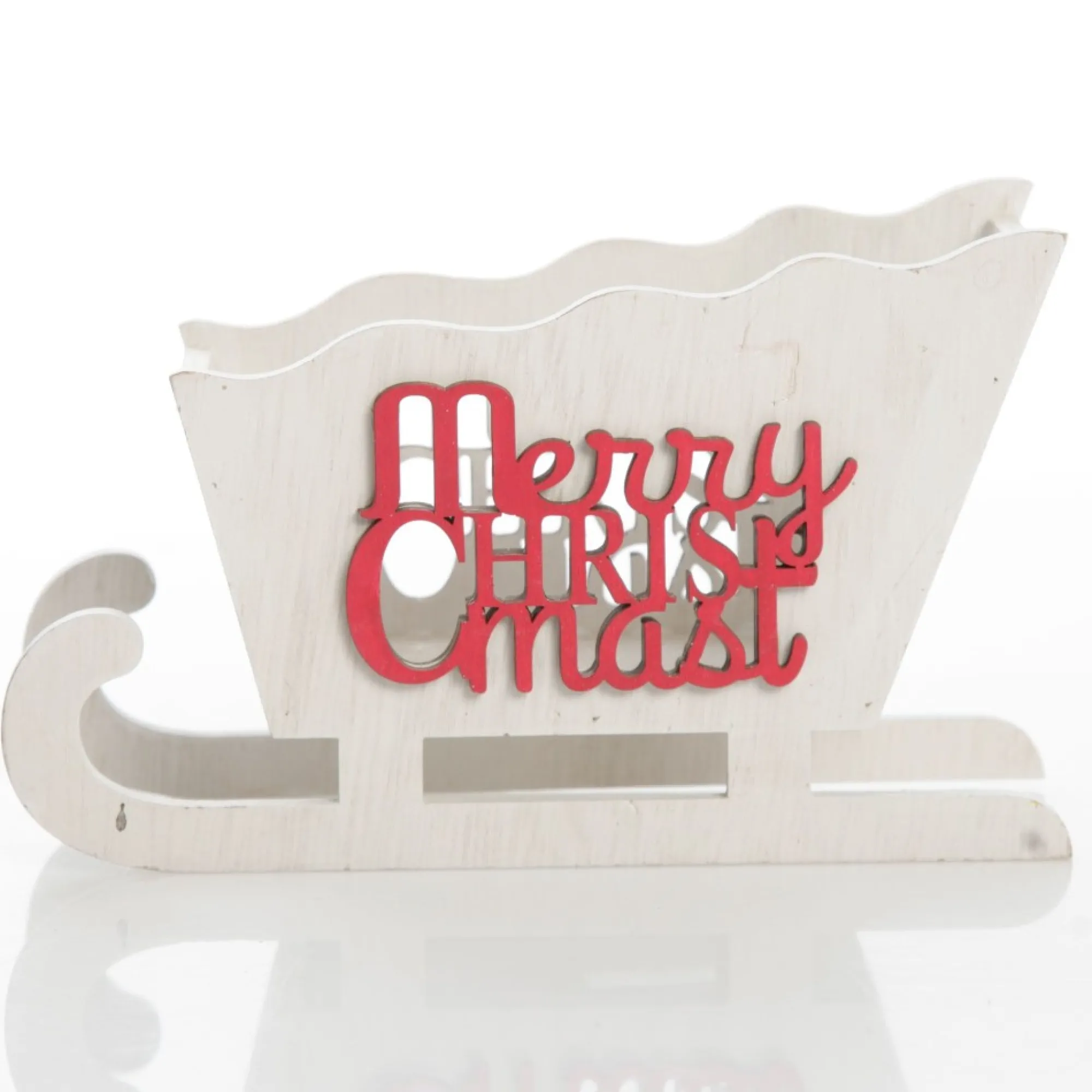 White Wooden Sleigh with Merry Christmas Store