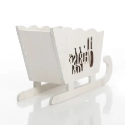 White Wooden Sleigh with Merry Christmas Store