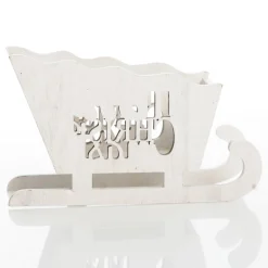 White Wooden Sleigh with Merry Christmas Store