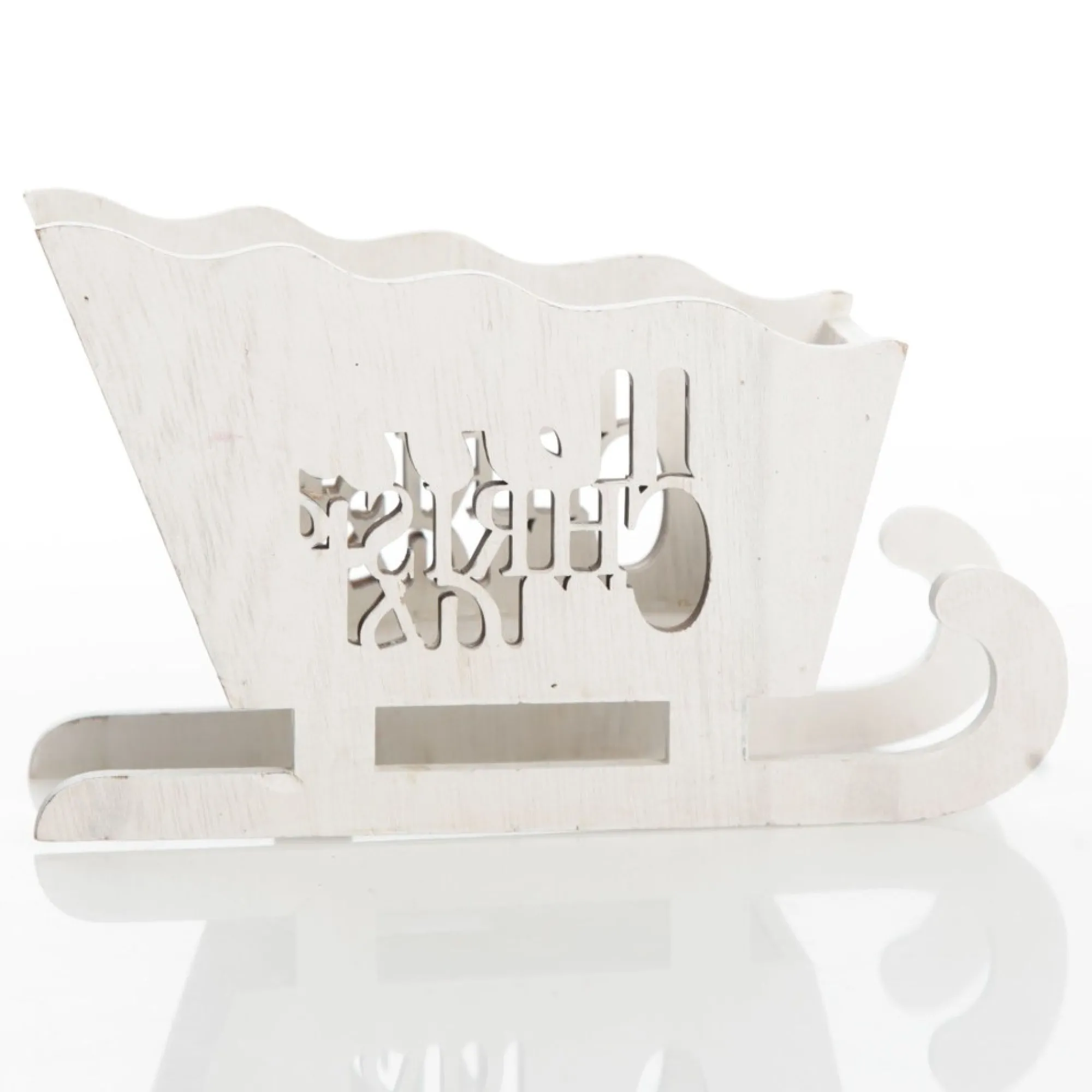 White Wooden Sleigh with Merry Christmas Store