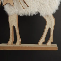 Wood Reindeer with Fur Christmas Ornament and Neck Tie Store