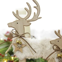 Wood Reindeer with Fur Christmas Ornament and Neck Tie Store