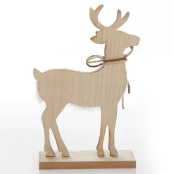 Wood Reindeer with Fur Christmas Ornament and Neck Tie Store