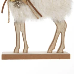 Wood Reindeer with Fur Christmas Ornament and Neck Tie Store