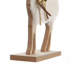 Wood Reindeer with Fur Christmas Ornament and Neck Tie Store