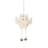 Wood White Owl with Closed Eyes Tree Decorations with Fur & Bells Store