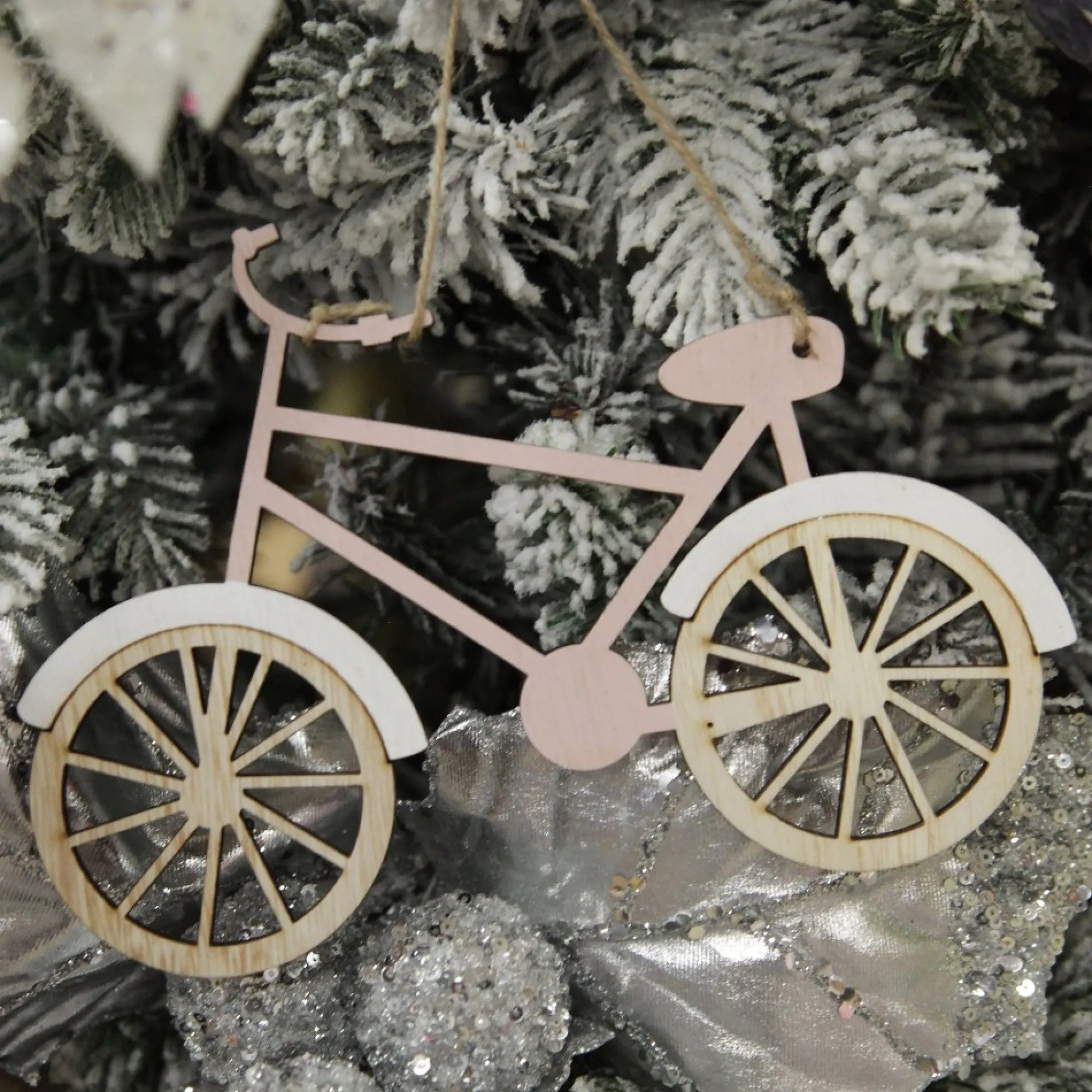 Wooden Bike Christmas Decoration - Set of 2 Sale
