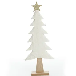 Wooden Christmas Tree with Fur and Star Ornament Sale