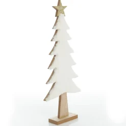 Wooden Christmas Tree with Fur and Star Ornament Sale