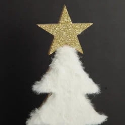 Wooden Christmas Tree with Fur and Star Ornament Sale